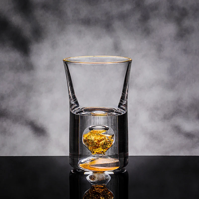 24K чистая Золотая фольга высшего класса Хрустальная дробь графин для вина набор разделителей ручной работы чашки в форме пули ликер белый дух очки "мини"