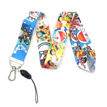 

20pcs/lot Doraemon Lanyard Car Key Hang Rope Cartoon ID Card Badge Holders Mobile Phone Customizable Neck Straps PSW2240