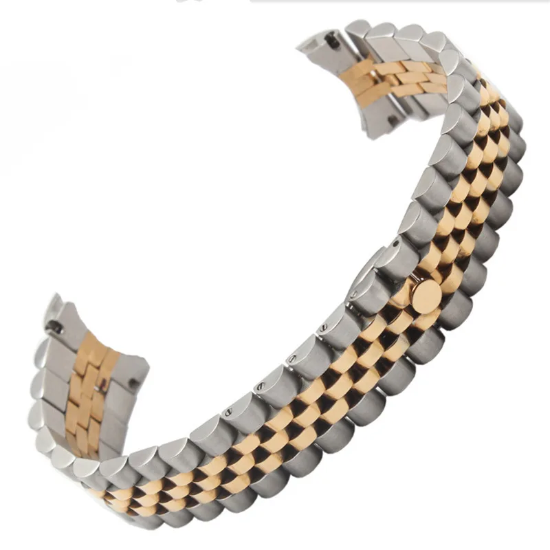 

High Grade 5 Rows Metal Watch Band Solid Stainless Steel Watch Bracelet Straps Replacement Watch Band Double Lock Clasp WB35