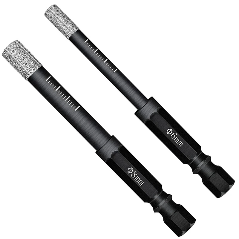 2Pcs Diamond Drill Bits Electrical Tools Bit 6/8 Mm Hexagonal Shank Vaccum Brazed Dry Core For Tile | Инструменты