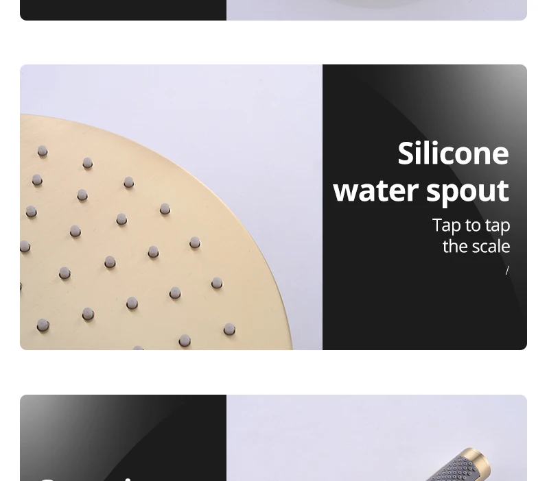 Brushed Gold Shower System  10 Shower Faucet Set Bathroom Rain Shower head and 3-Setting Handheld Shower Head Set (26)