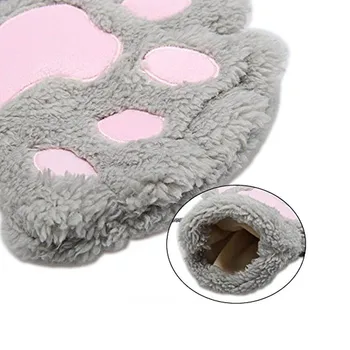 

2019 Hot Sale 1 Pair Winter Women Girls Lovely Gloves Plush Warm Mittens Cute Cartoon Cat Paw Short Fingerless Finger Glove IE
