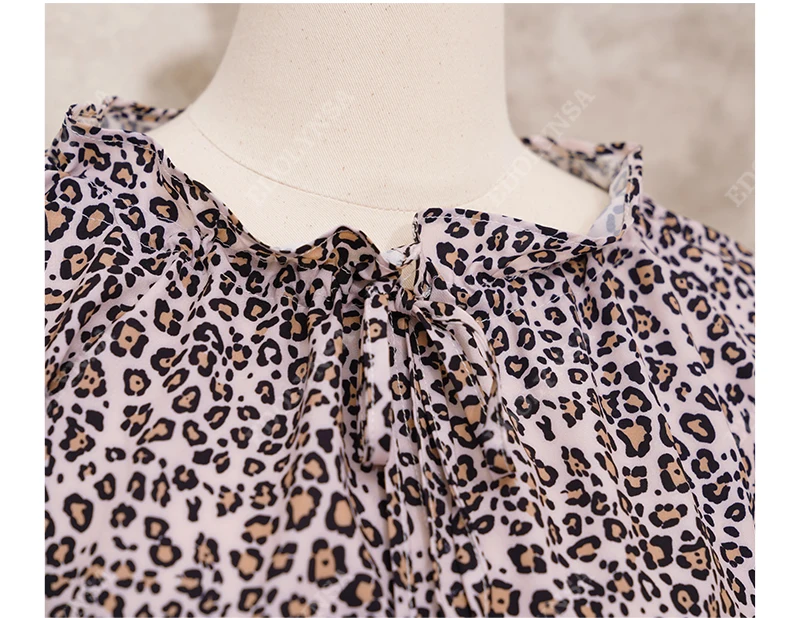 Sexy Leopard Print Ruffle Swim Suit Cover-ups Elegant Pleated Tassel Collect Waist Summer Dress Tunic Women Beach Cover Up A455