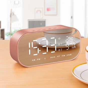 

temperature Alarm Clock Multifunction Digital Table with Speakers Home Mini LED Display Intelligent Wireless Bluetooth Clock