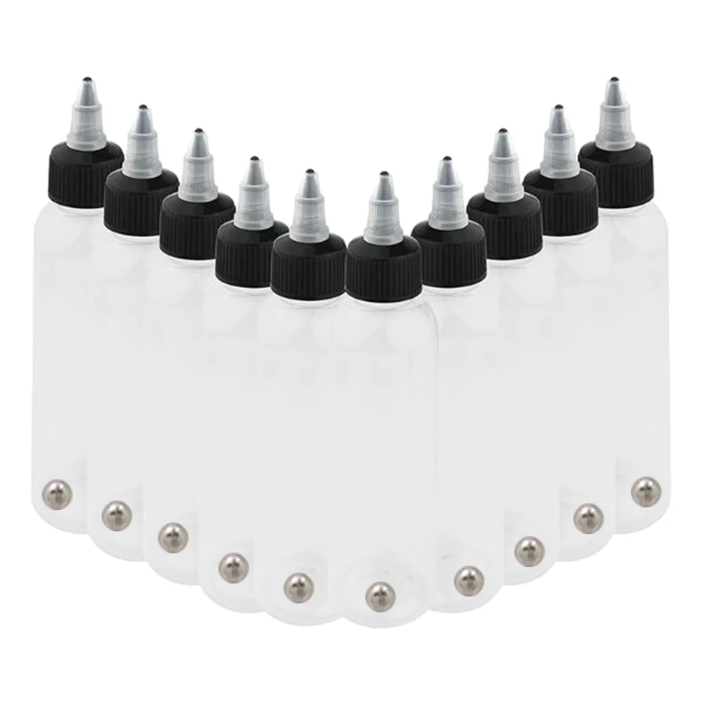 10x 30/50/60/120/250ml Tattoo Airbrush Ink Dispensing Boston Bottles Plastic Container Bottles with Twist Top Cap Airbrushing