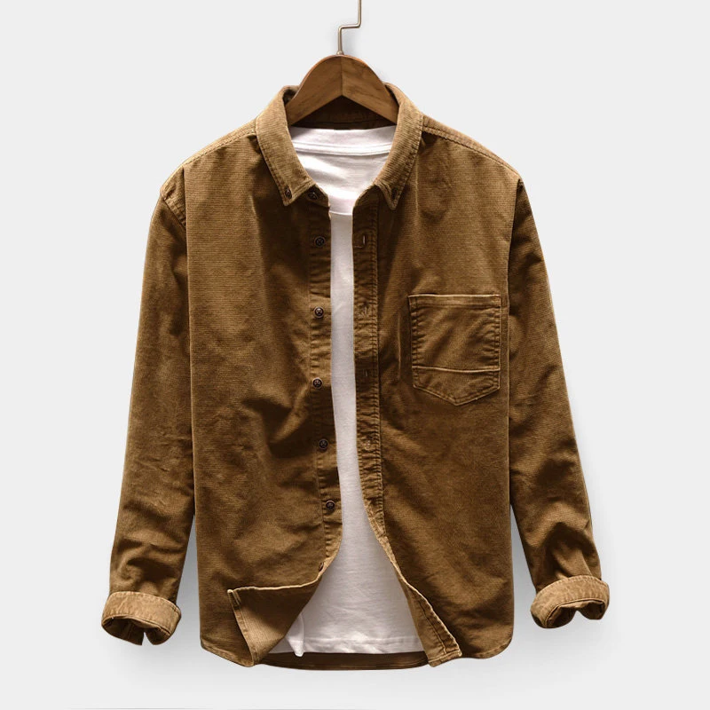 

Men Jacket Male Coat Autumn Lapel Collar Long Sleeve Cardigan Button Down