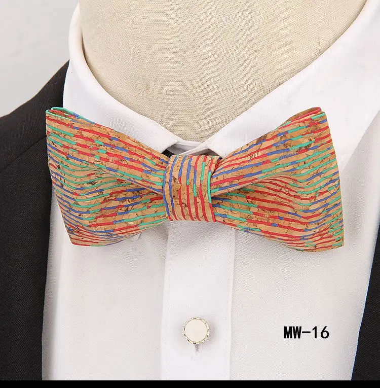 Пробковый деревянный галстук-бабочка галстук Новая Европейская и американская мода Мужская рубашка костюм Модные Повседневные Вечерние деловые личности - Цвет: 16