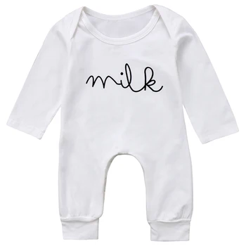 

Baby Newborn Boy Girl Milk White Romper Tops Jumpsuit Clothes Outfit Lovely Baby Girls Clothes
