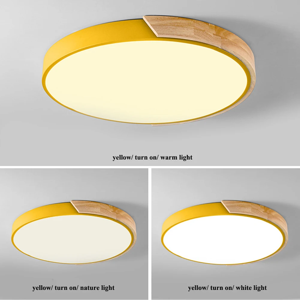 3 Color Light 30 см деревянная круглая панель для детской комнаты, светодиодный ультратонкий современный потолочный светильник, коридор, скандинавский стиль, украшение для дома, спальни, 18 Вт - Цвет корпуса: 3 Color Light