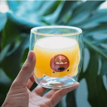 Стеклянная чашка с двойными стенками в виде милой панды, 260 мл, медведь, пивное стекло es, креативное стекло для утреннего молока, сока, термостойкая кружка, рюмка