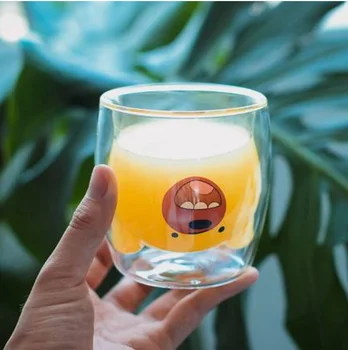 

Lovely Panda Double Wall Glass Cup 260ml Bear Beer Glasses Creative Morning Milk Glass Juice Glass Heat Resistant Mug Shot Glass