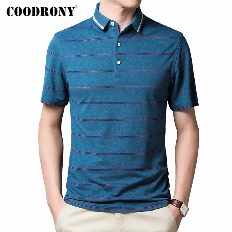 

COODRONY Brand Short Sleeve T Shirt Men Cotton Tee Shirt Homme Spring Summer Business Casual Turn-down Collar T-Shirt Men C5004S