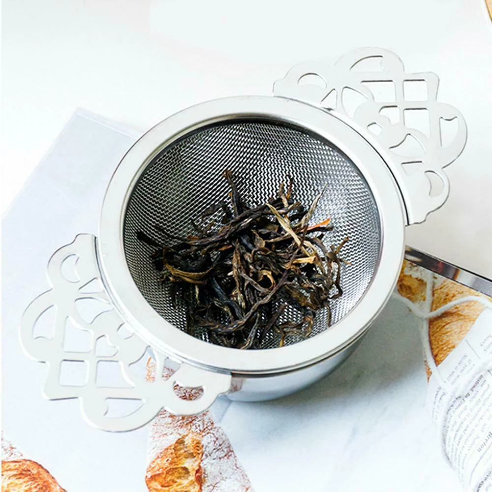 Нержавеющая сталь приправа ситечко для чая с капельной чашей традиционный висящий травяной двойной ушной фильтр для заварки легко чистить свободный лист