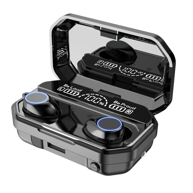 TWS V5.1 Bluetooth Earphone Wireless Headphones Stereo Sport Earbuds HD LED Display Headset with Mic Flashlight Power Bank 2000