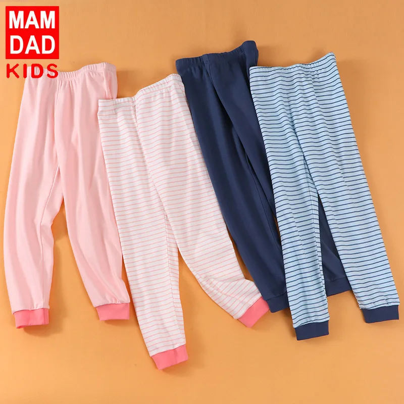 Winter Kids Sleep Pants Casual Cotton Stripe Soft Baby Boy Warm Home Pants Cute Loose Two Pieces Sleep Trousers for Toddler Girl