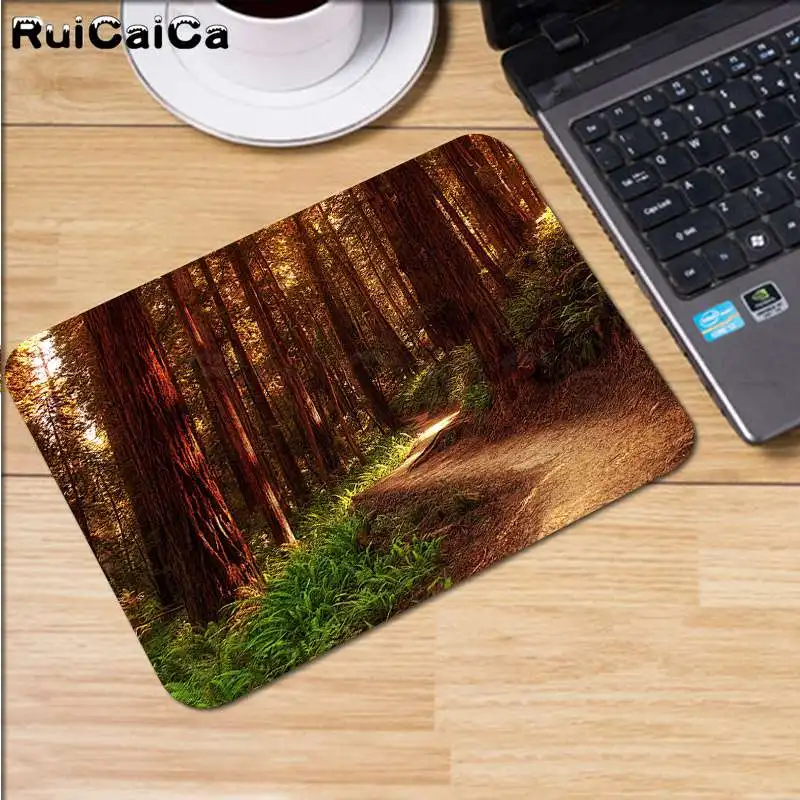 RuiCaiCa нескользящий ПК натуральный синий лес офисные мыши геймер мягкий коврик для мыши большой коврик для мыши клавиатуры коврик - Цвет: Not Lock Edge18x22cm