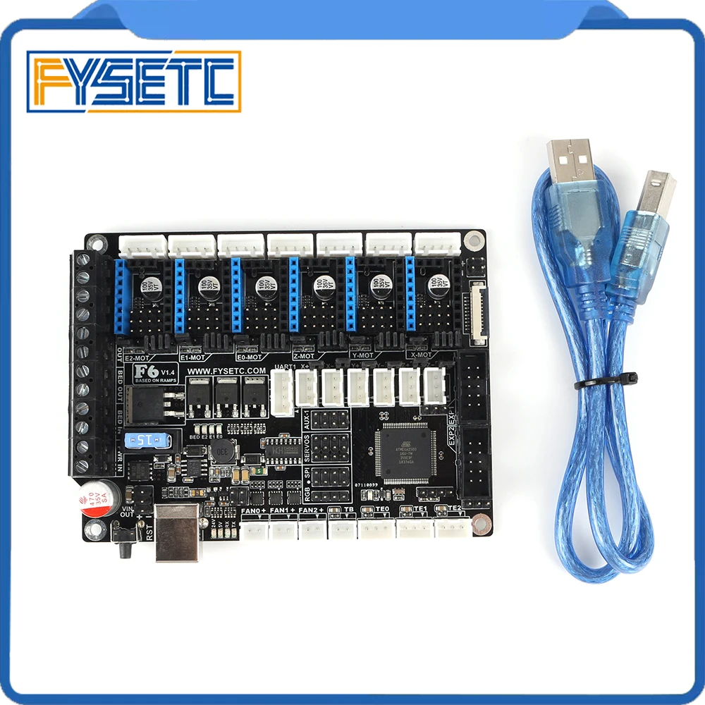 FYSETC F6 V1.4 плата все-в-одном до 6 моторных драйверов для TMC2208 UART Летающий с разъемом XH/MX VS SKR V1.3 S6 для Ender 3