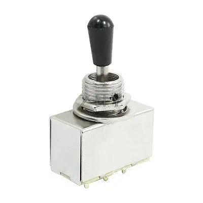 

Chrome Box Case Black Knob 3 Way Closed Toggle Switch for Electric Guitar