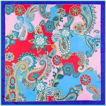 

2019 New Print Twill Silk Scarf 100*100CM Women Bandana Brand Scarf Paisley Bandana Luxury Brand Square Scarves Femal Foulard