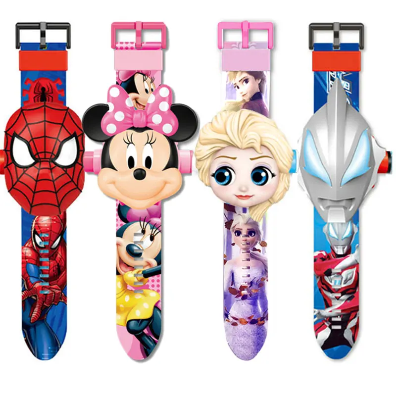 Children's cartoon 3D projection watch 24 figure with clamshell puzzle anime electronic toy creative watch afbeelding