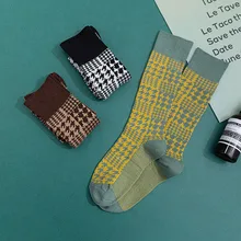 Модные Клетчатые Гольфы женские гольфы Femme уличная одежда теплые забавные носки осень-зима Calcetines Mujer