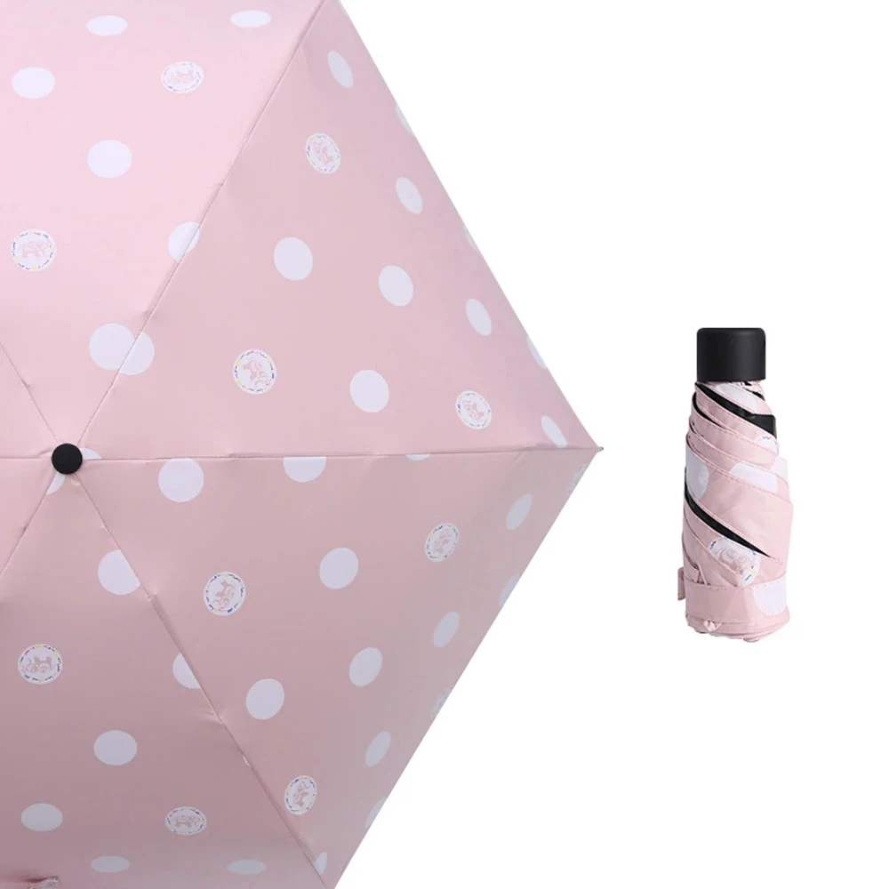 Pink white spots Многоцветный ручной портативный зонтик, модный домашний зонт для девочек, для жизни, для улицы, мини-подарки, солнечный зонтик складной - Цвет: Pink white spots