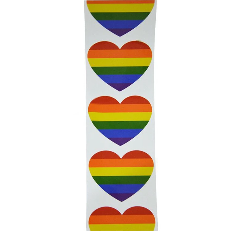 Gay Pride Stickers-500-наклейки Love Rainbow в форме сердца, Pride этикетки типа «флажок» для подарков, рукоделия, запечатывания конвертов, 1,6
