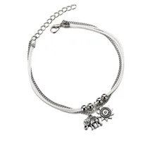 Европейский и американский стиль, аксессуары, слон, солнце, три слоя, многослойный, Ретро стиль, модный женский ножной браслет, сплав, украшения для ног