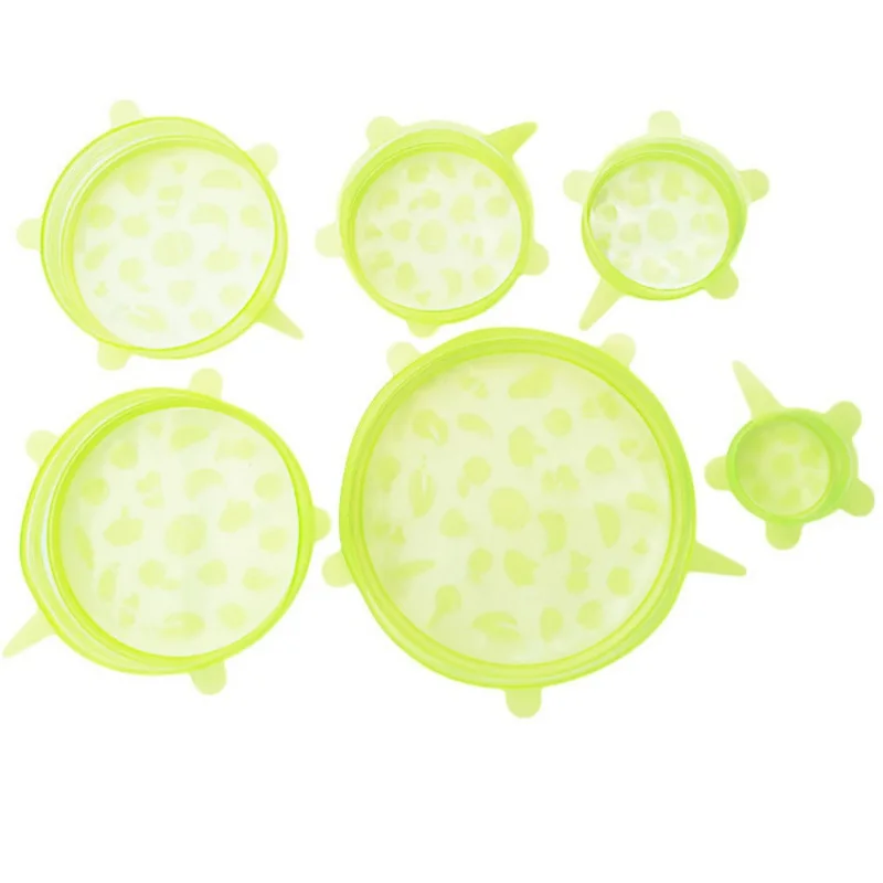 6Pcs/Set Silicone Lid Stretch Lids Food Fresh Cover Bowl Pan Fruit Mug Food Keeping Fresh-keeping Lids Kitchen Tools