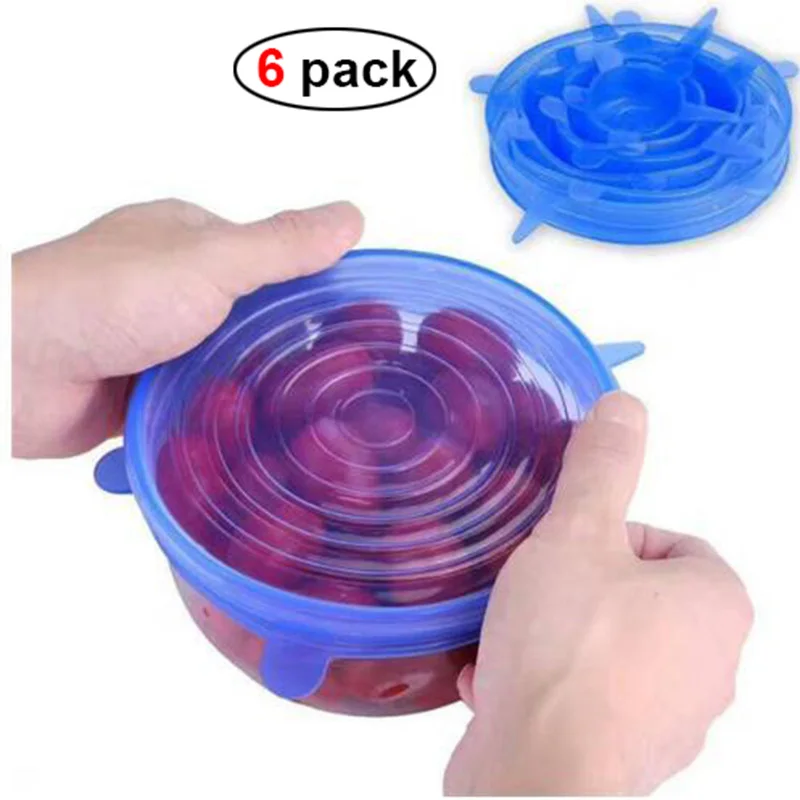 

EHEH 6 Pcs/pack Silicone Stretch Lids Durable Reusable Airtight Food Wrap Covers 4 colors