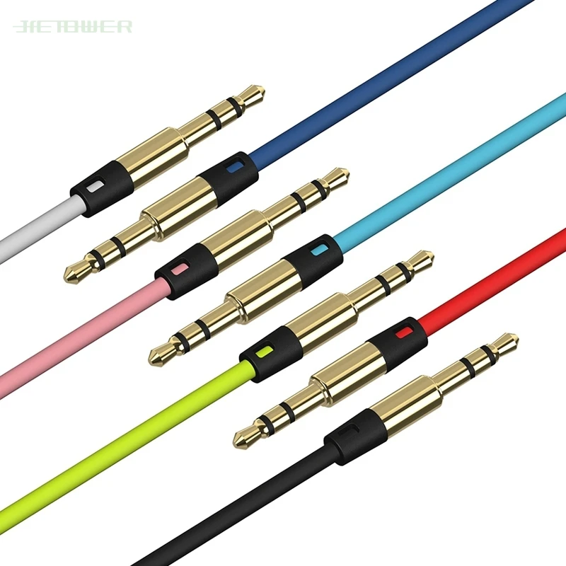 300pcs lot Grinding Metal Audio Cable Jack 3 5mm Color Male To Male Audio Cable Jack for IPhone MP3 4 Headphone Speaker Aux Cord
