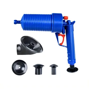 

Unblocker pipe cleaning high pressure pump toilet plunger tool with 4 adapters Neutral Plastic for WC kitchen bathroom