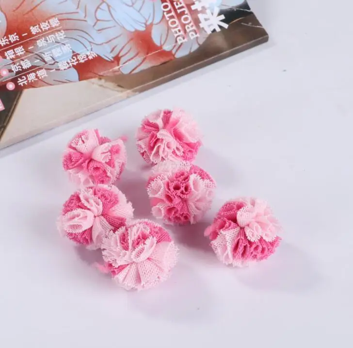 Red pink Yarn Balls 50 шт., кружевные газовые Сетчатые эластичные Цветочные шары, сделай сам, товары для рукоделия, украшения для свадебной вечеринки, пряжа, шары, головные уборы, украшения, мягкие помпоны - Цвет: Red pink Yarn Balls