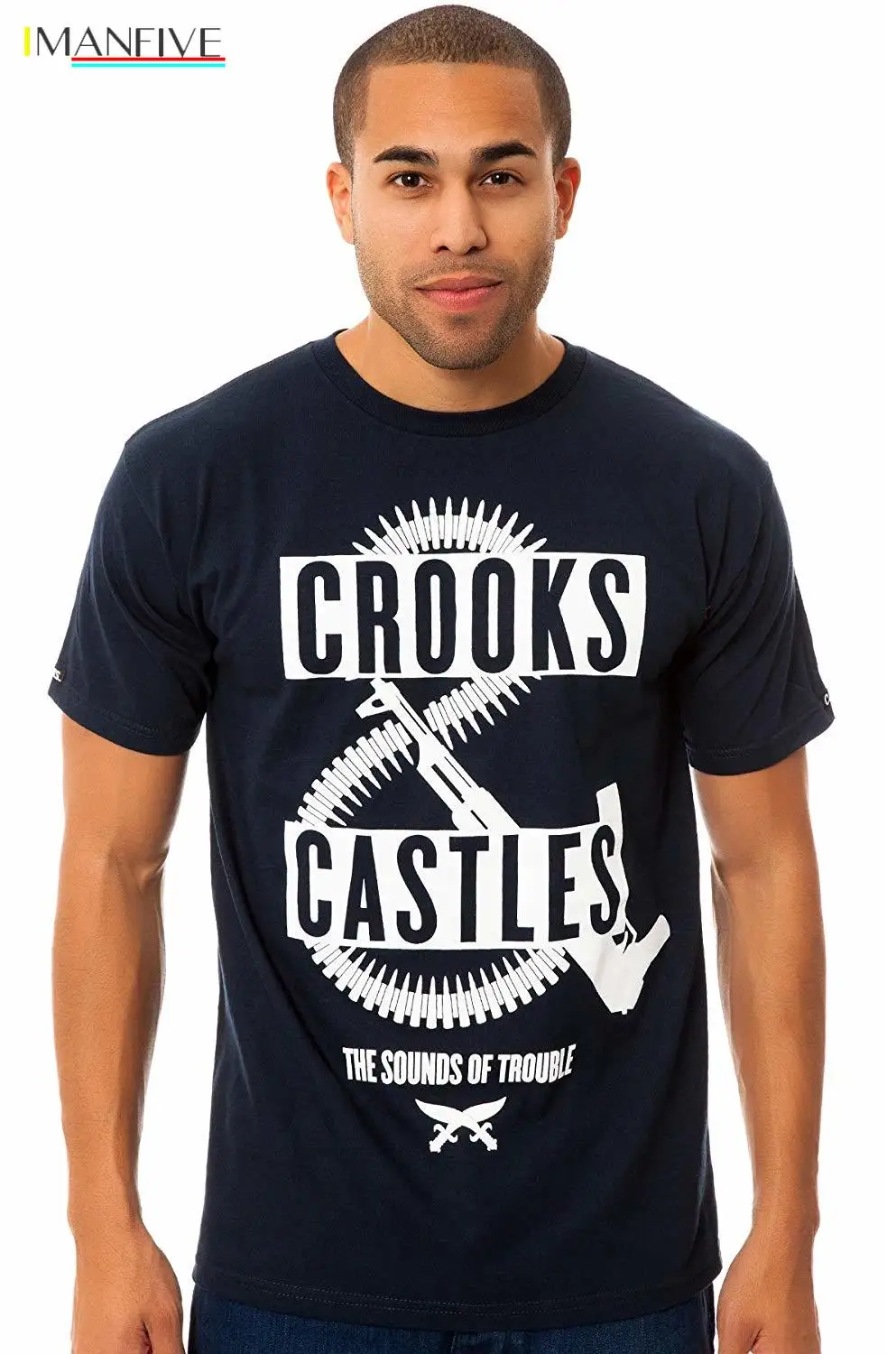 Crooks and Castles Men's Sounds of Trouble T Shirt Men 2018 Brand Clothing Tees Casual Top Tee Pop Cotton T-shirt Plus Size