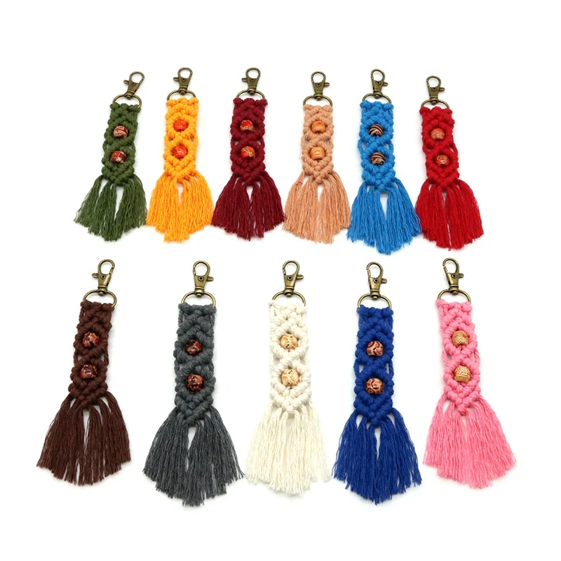 11 Pieces Mini Macrame Keychains Boho Bag Charms for Car Key Purse Phone Supplies | Украшения и аксессуары
