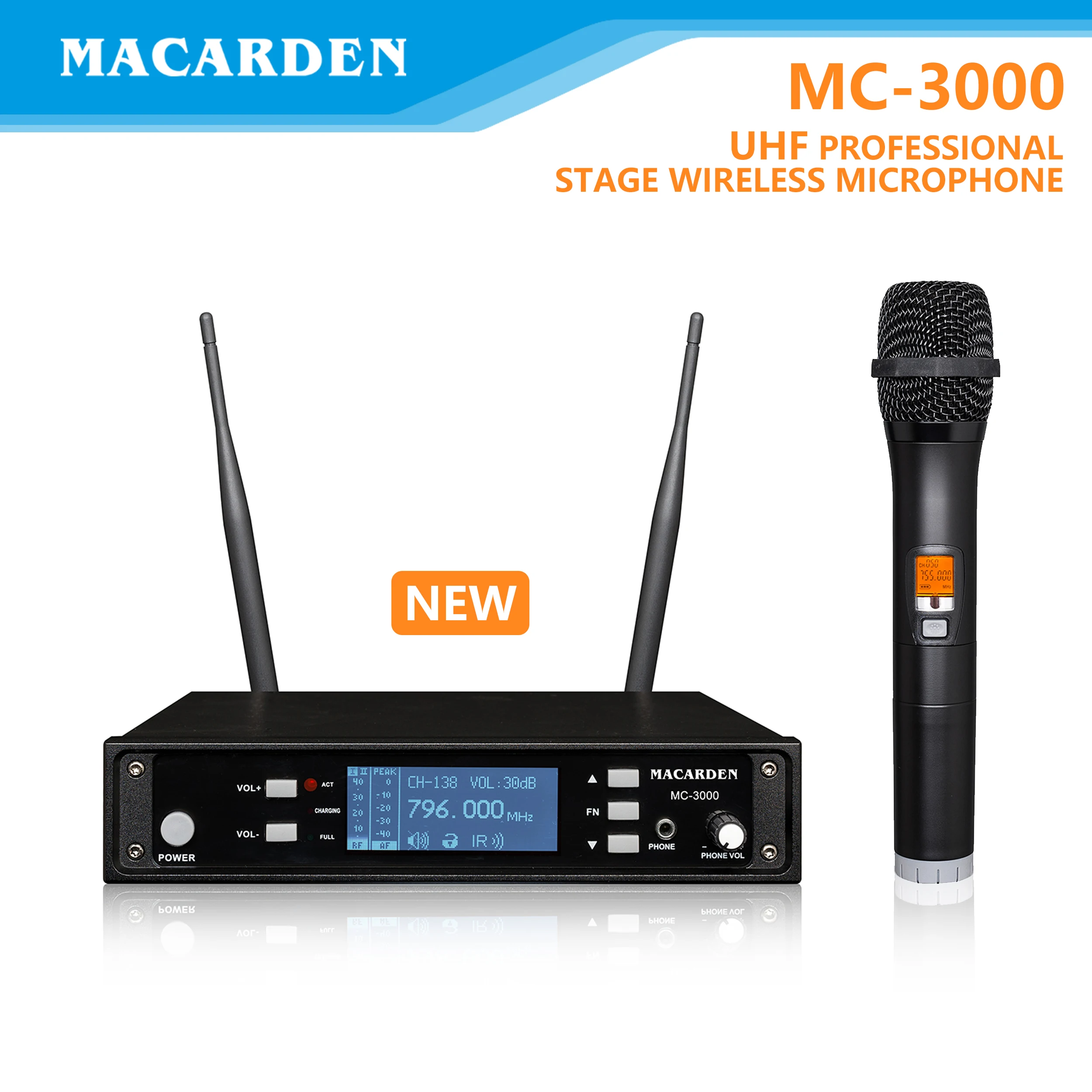 MC-3000 Karaoke Stage Performance True Diversity UHF Wireless Microphone System 150 meters working distance | Электроника