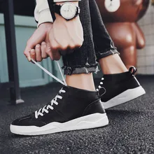 Мужская обувь; sapatos masculino; мужские кожаные ботильоны на шнуровке спереди; сезон осень-зима; мужская Белая обувь с высоким берцем; J5-77