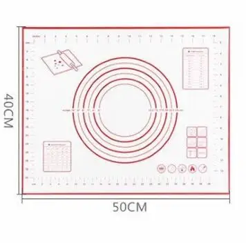 50*40 см силиконовый коврик для выпечки изготовитель коржей для пиццы со шкалой Кондитерские Кухонные гаджеты кулинарные инструменты для выпекания Аксессуары для выпечки - Цвет: Красный