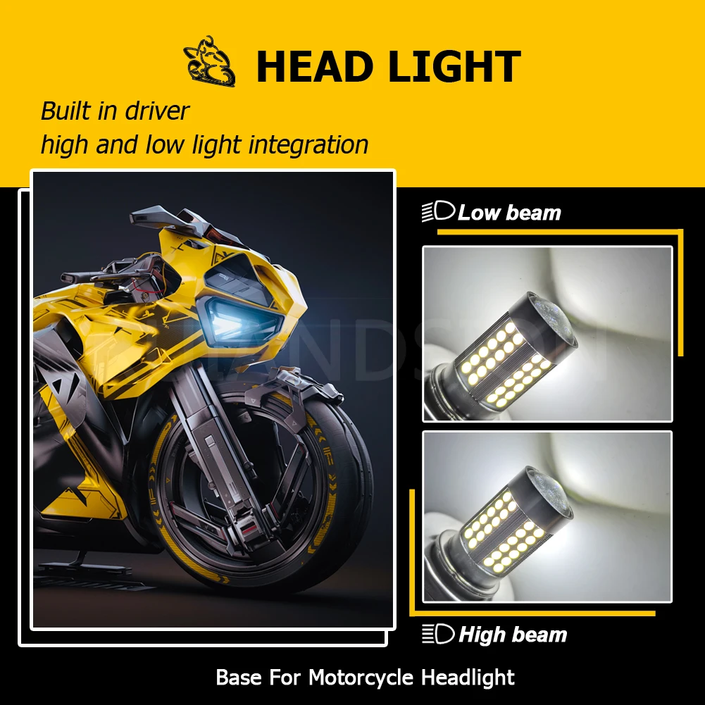 2Pcs DC 6V 10-30V 12V 24V P45T R2 3030SMD LED Motorcycle Headlight Tractor Car Fog Lamp 1200LM 6000K Scooter Motobike Moped Bulb