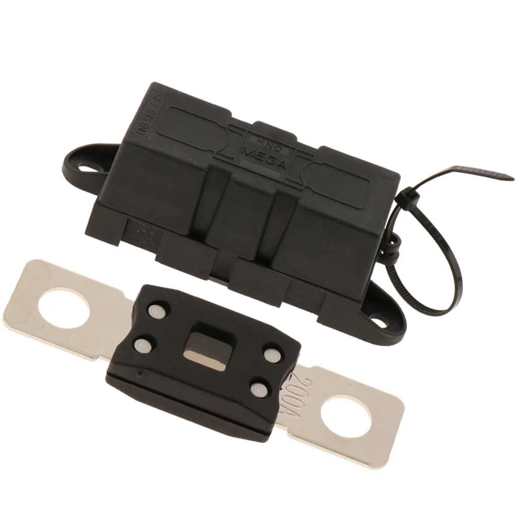 Automotive Single Terminal Fuse Holder+ Mega Bolt-Down Fuse for Forklift, Van, Marine, Truck, Boat, RV, Motorhome (200A)
