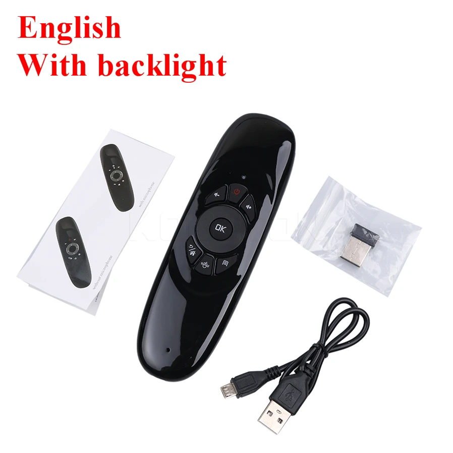 C120 With Backlight C120 Air mouse пульт дистанционного управления с голосовой подсветкой Gyro русская беспроводная клавиатура 2,4G RF для Android Smart tv Box X96 MAX - Color: C120 With Backlight