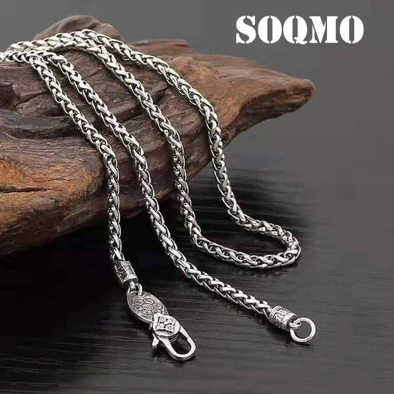 Женское и мужское ожерелье SOQMO подвеска из 100% настоящего серебра 925 пробы толстая