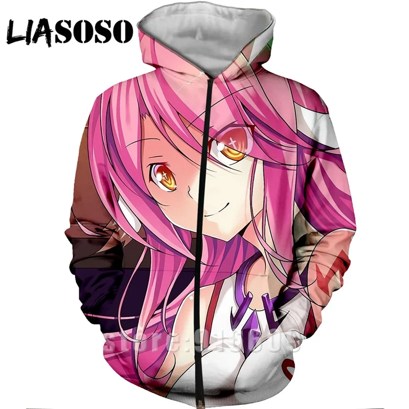 LIASOSO, аниме, 3d принт, хип-хоп, для мужчин, для покера, для женщин, без игры, без жизни, модные, Harajuku, футболки, Забавные Рубашки, homme ZipHoodie, пуловер - Цвет: 13