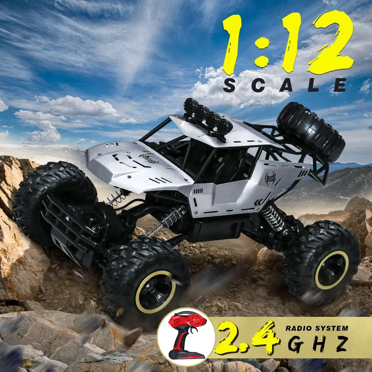 

37cm RC Car 1/12 4WD Remote Control Vehicle 2.4Ghz Electric Bigfoot Car Remote Control Model Off-Road Vehicle Toy Boys Kids Gift