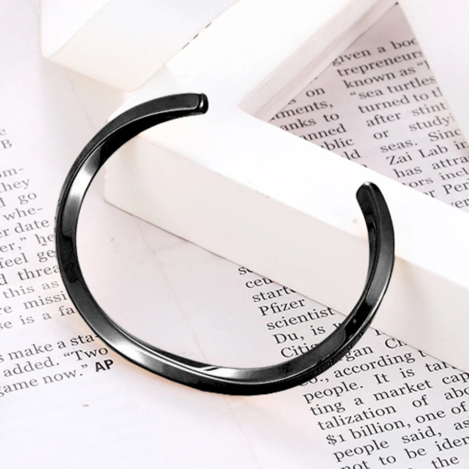 Simple Classic Titanium Stainless Steel Bangle Gold Color For Women Cuff Bracelets Men Female Open Bangles