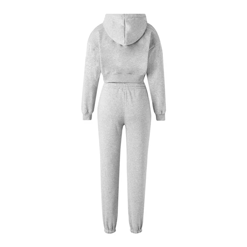 women's warm up suits 2021 Fashion Soft Cotton Women's Sports Sets New Hoodies Tie Up Female Crop Tops Autumn High Waist Sweatpants Two Pieces Suits womens black suit set