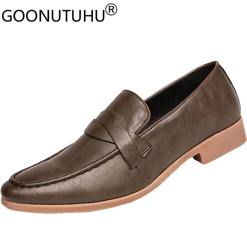 2020 стильные модные мужские туфли повседневные кожаные классические коричневые