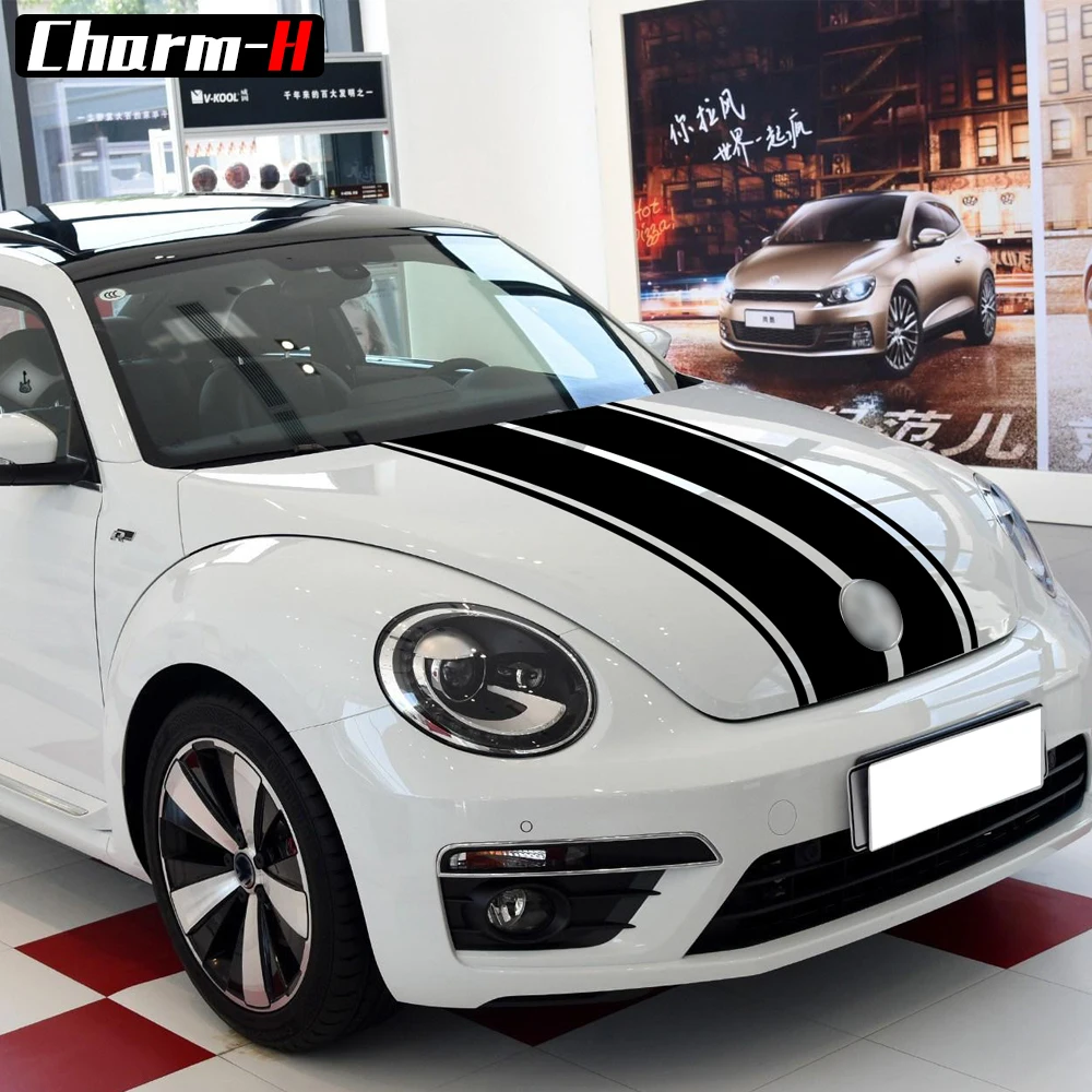 Car Styling Hood Bonnet Roof Rear Trunk Stripes Kit for Volkswagen Beetle A5 2011-2018 Vinyl Decals Stickers Accessories
