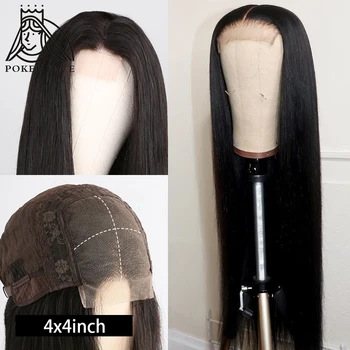 

Poker Face 4x4 Lace Closure Wig Straight 28 30 inche Lace Wig 150 Density Brazilian Lace Front Human Hair Wigs Remy