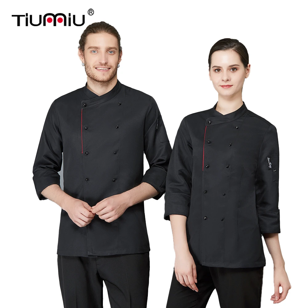 Restaurant Hotel Kitchen Chef Double Breasted Work Uniform Cafe Bakery Barbecue Sushi Waiter Waitress Shirt Long Sleeves | Тематическая